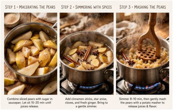 Step-by-Step Spiced Pear Syrup Instructions